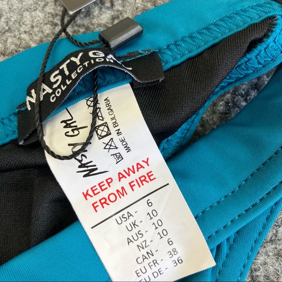 Nasty Gal Recycled Fresh Start High-Leg Bikini Bottoms TEAL size 10 - Picture 7 of 8